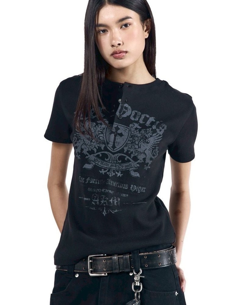 【AAKAM】Shield Henry Neck Half Top