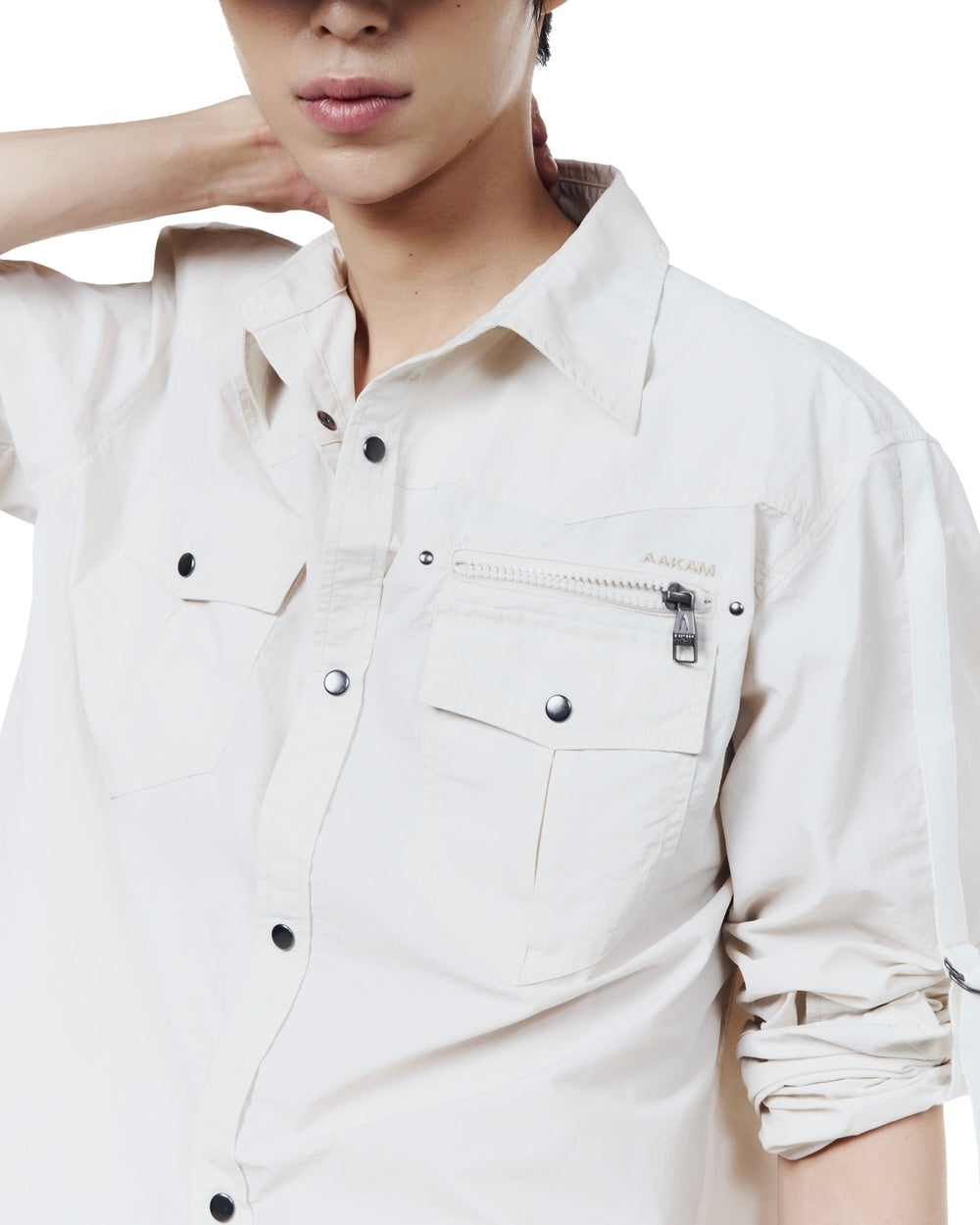 【AAKAM】Roll-Up Nylon Safari Shirts