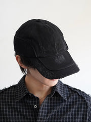 【CHIKASHITSU PLUS HIGH】Arch washed denim cap (wash black)