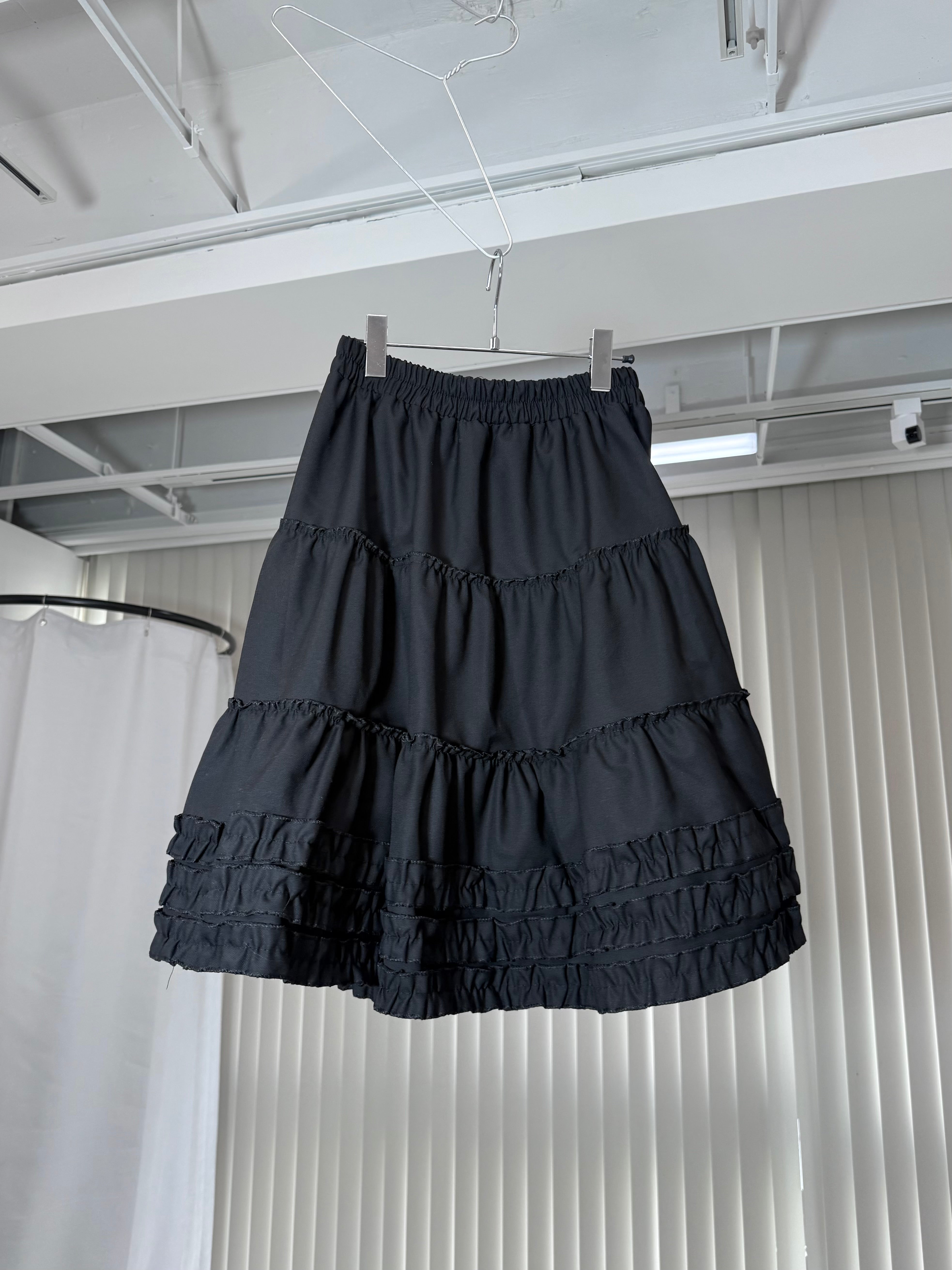 国際配送【Nerd out XU】midium frill banding skirt (3color)