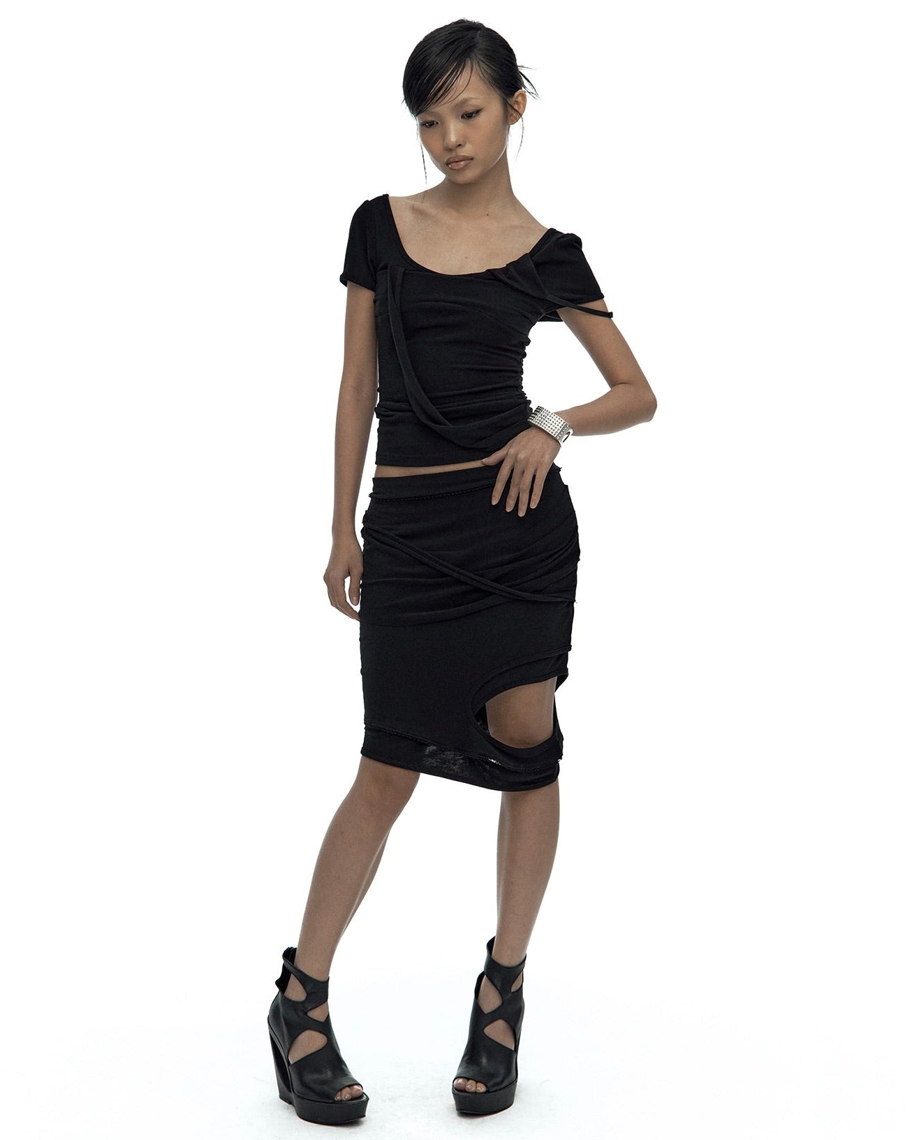 【Kashiko】Peek-a-boo Strap Skirt