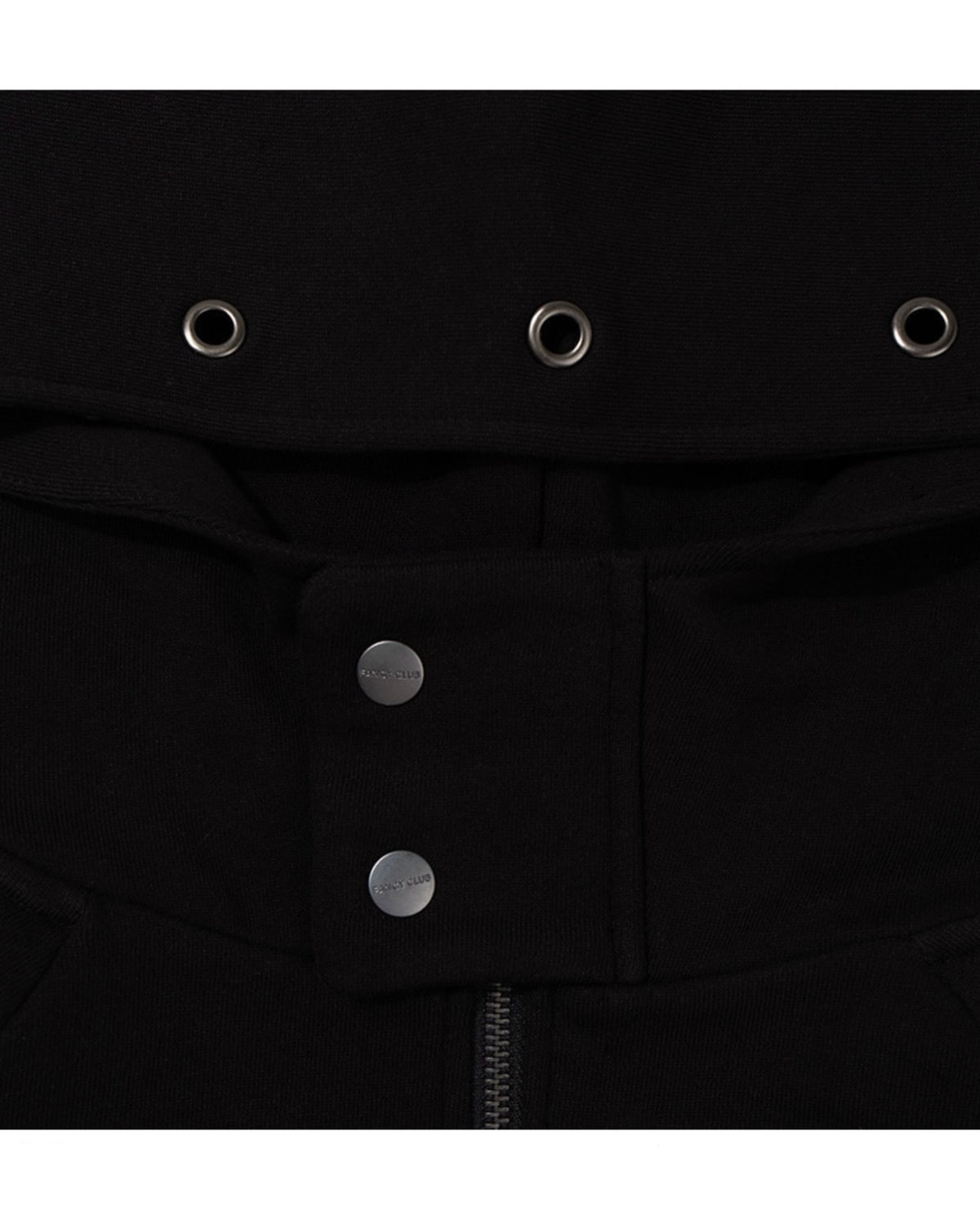 【FANCY CLUB】EYELET RIBBED HOODED ZIP-UP