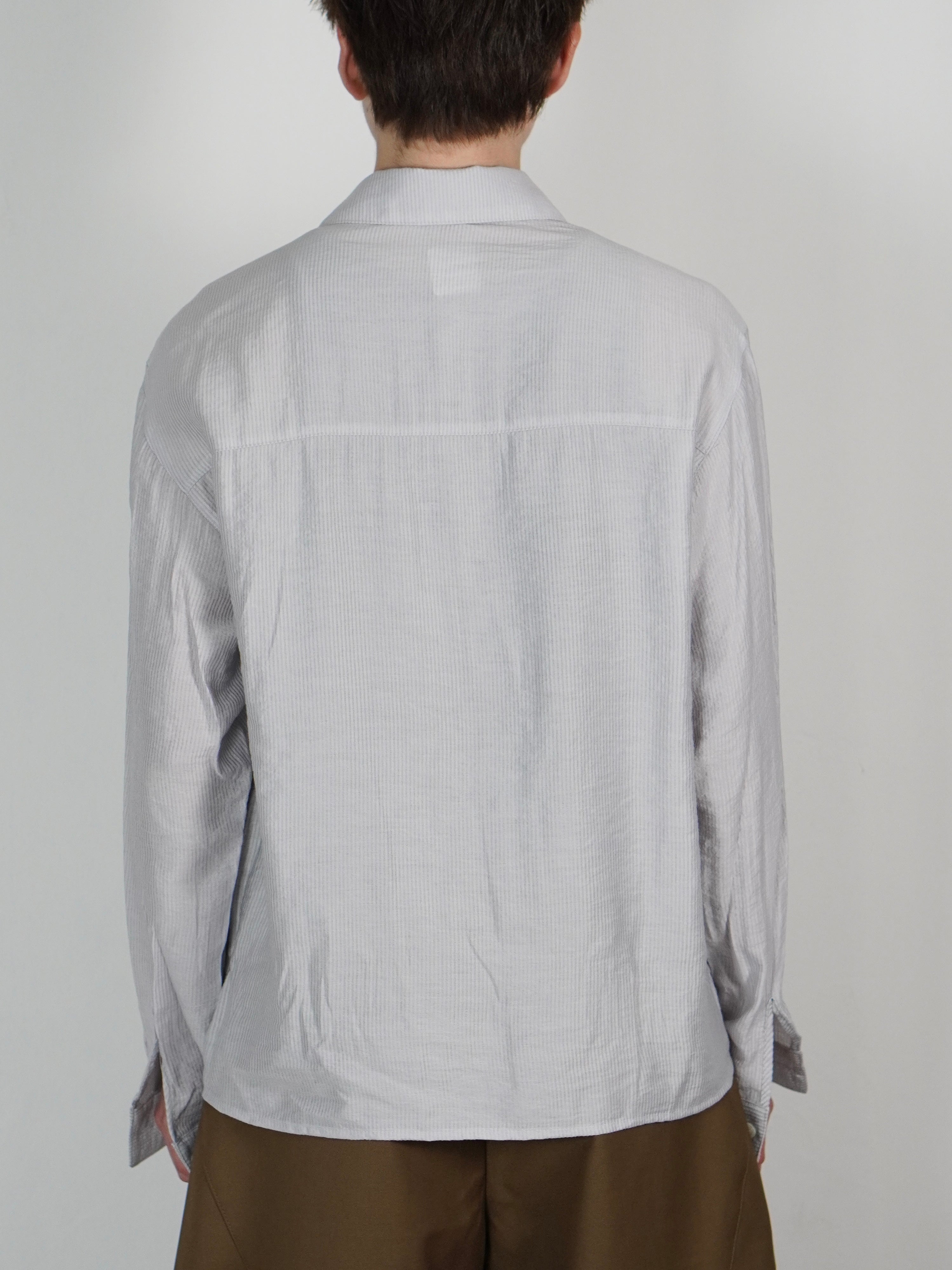 5/8 20:00 発売 受注制【Chikashitsu +】soft cropped stripe shirt (3color)