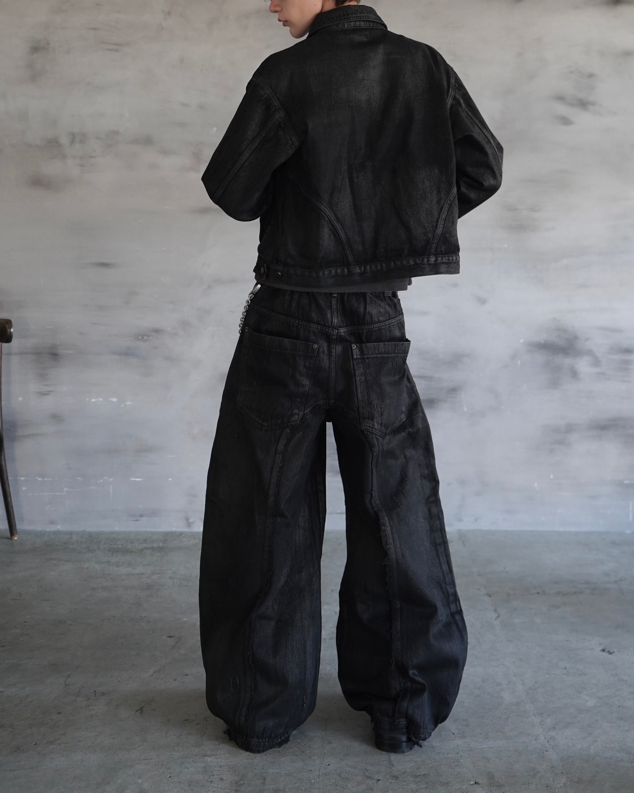 【CHIKASHITSU PLUS HIGH】Washed coating denim jacket