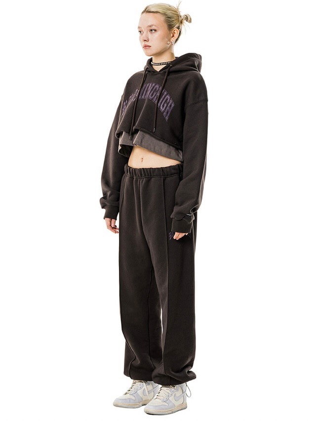 【running high】ARCH LOGO LAYERED CROP HOODIE