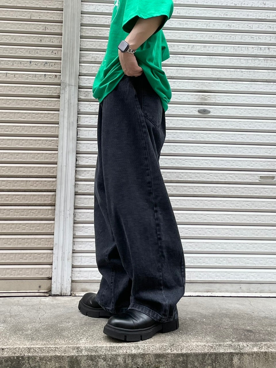 受注制【Chikashitsu +】super wide denim pants (4color)