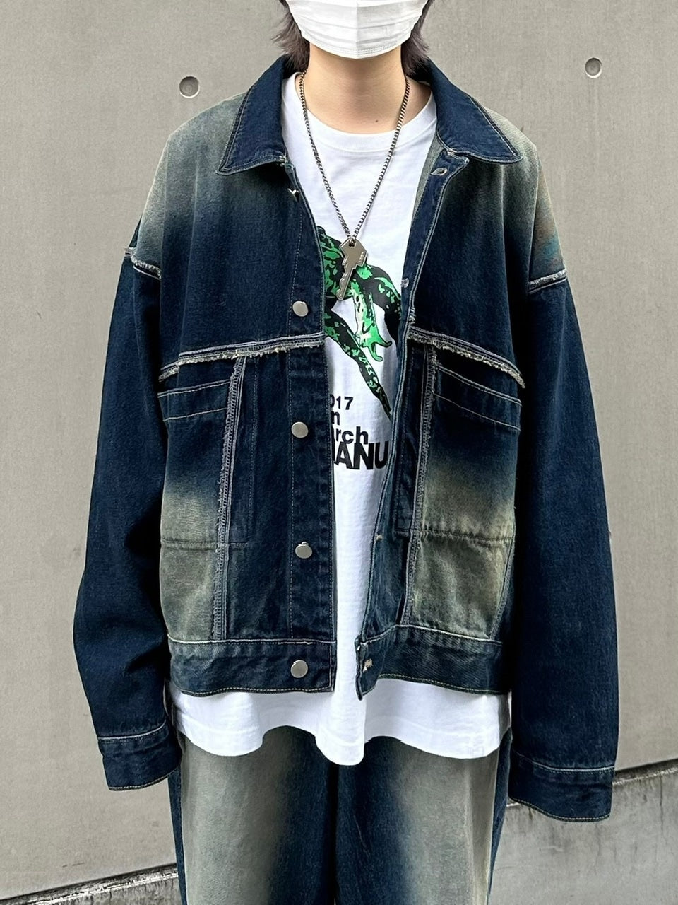 受注制【Chikashitsu +】vintage wash denim jacket (2color)