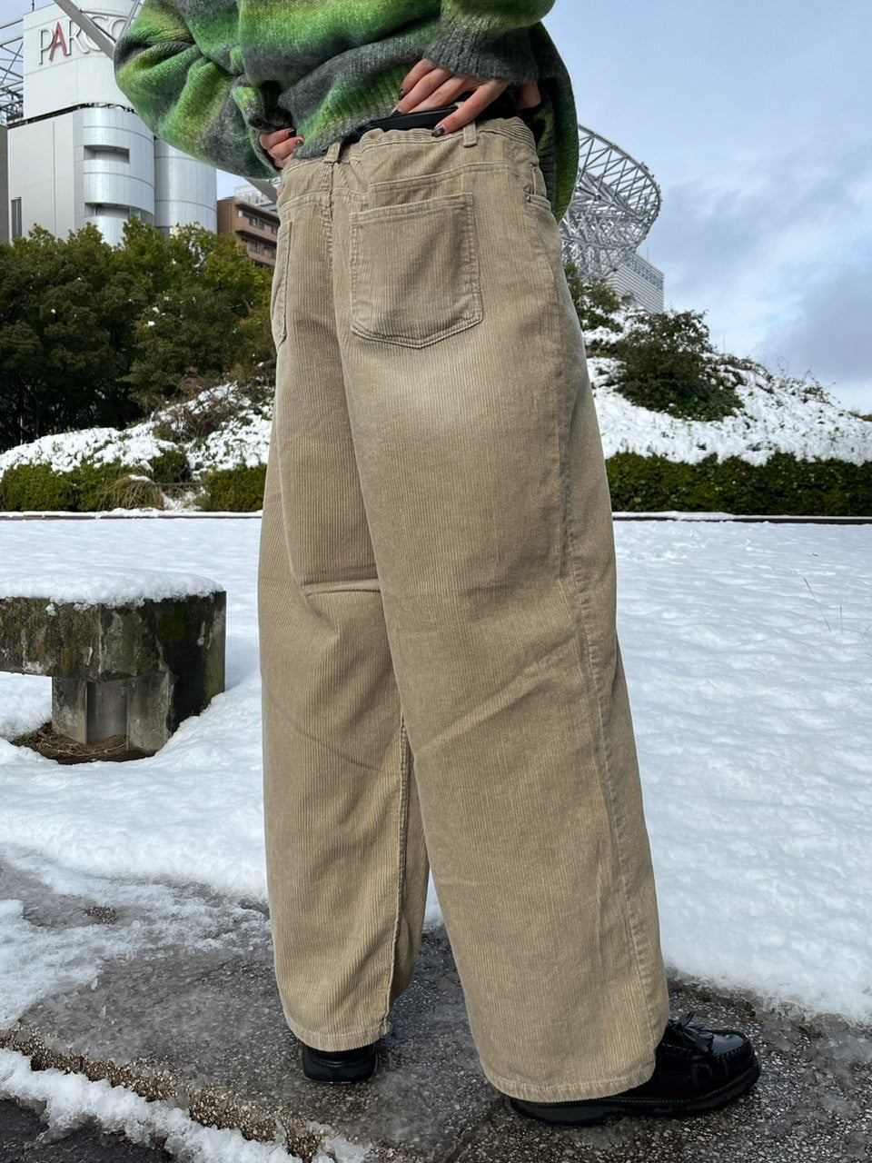 受注制【Chikashitsu +】vintage wash wide corduroy pants (2color)