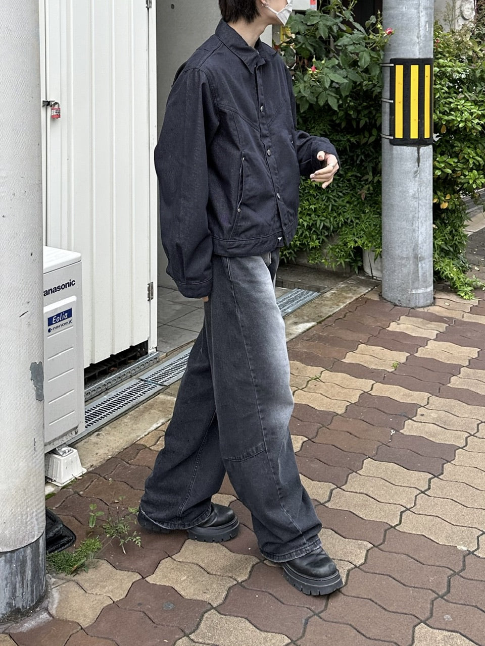 受注制【Chikashitsu +】set up design denim short jacket (2color)