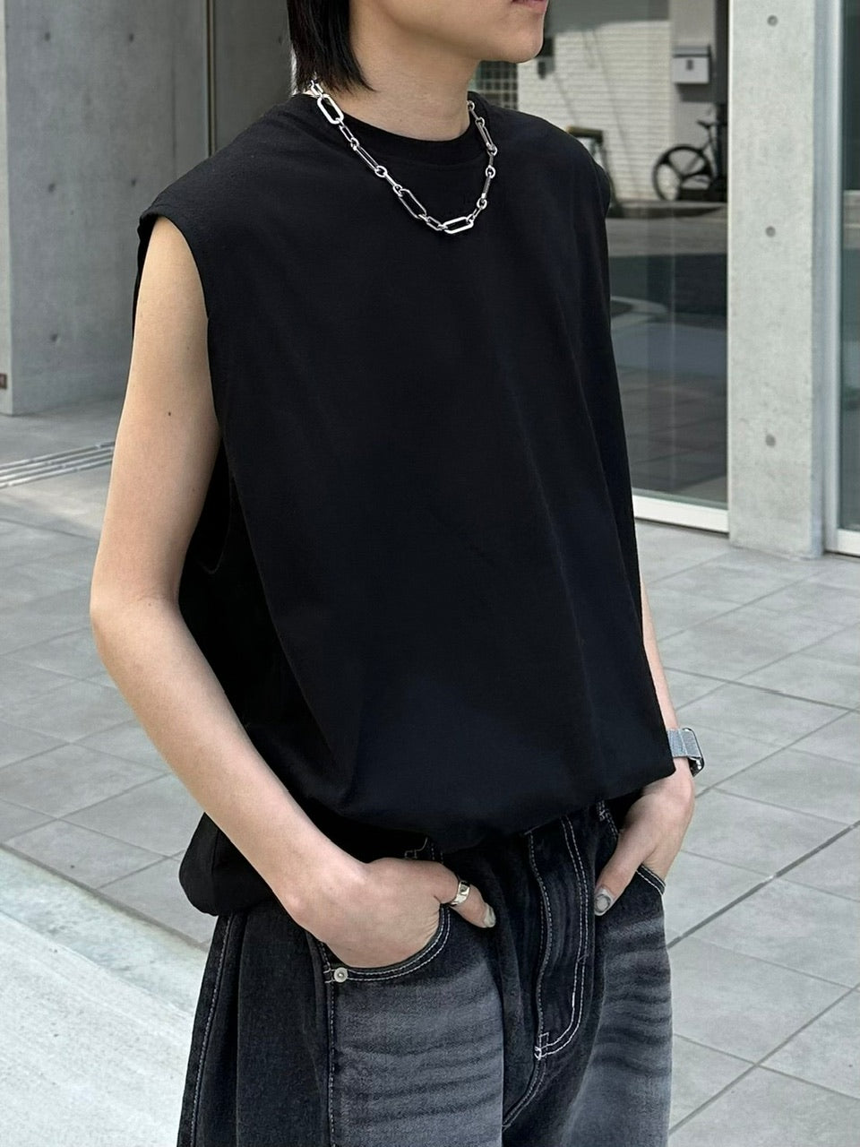 受注制【Chikashitsu +】basic cotton sleeveless (5color)