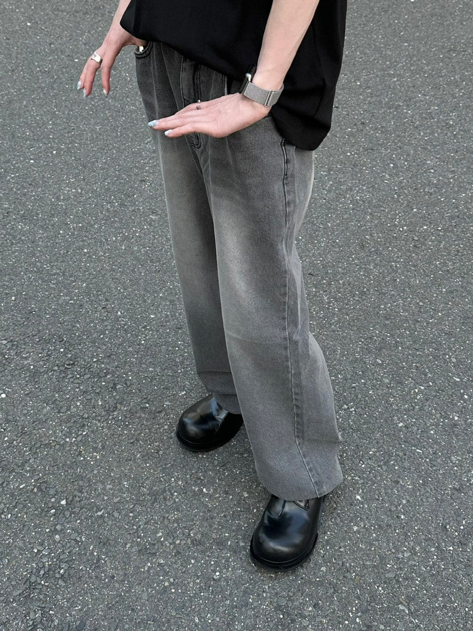 大阪店WEB限定受注制【Chikashitsu +】smokey brush deim pants (2color)