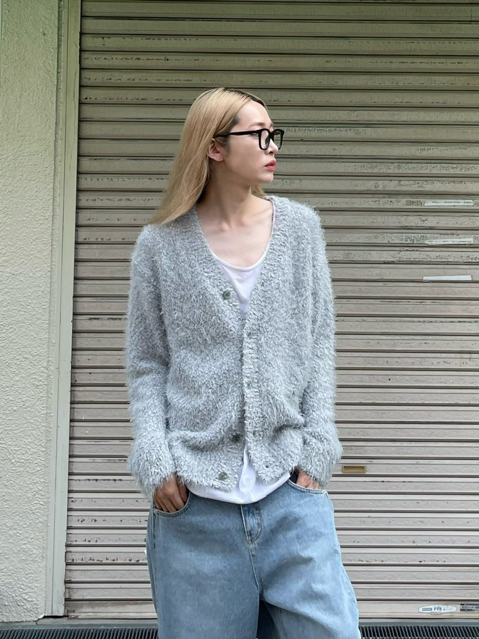 受注制【Chikashitsu +】bookle hairly cardigan (3color) / 【チカシツプラス】バックルヘアリー長袖カーディガン