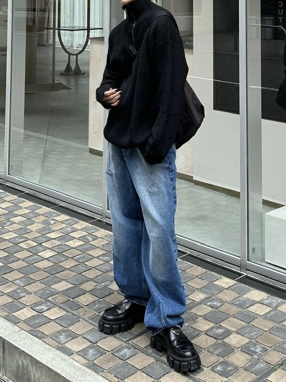 大阪店WEB限定受注制【Chikashitsu +】washing wide denim pants (2color)