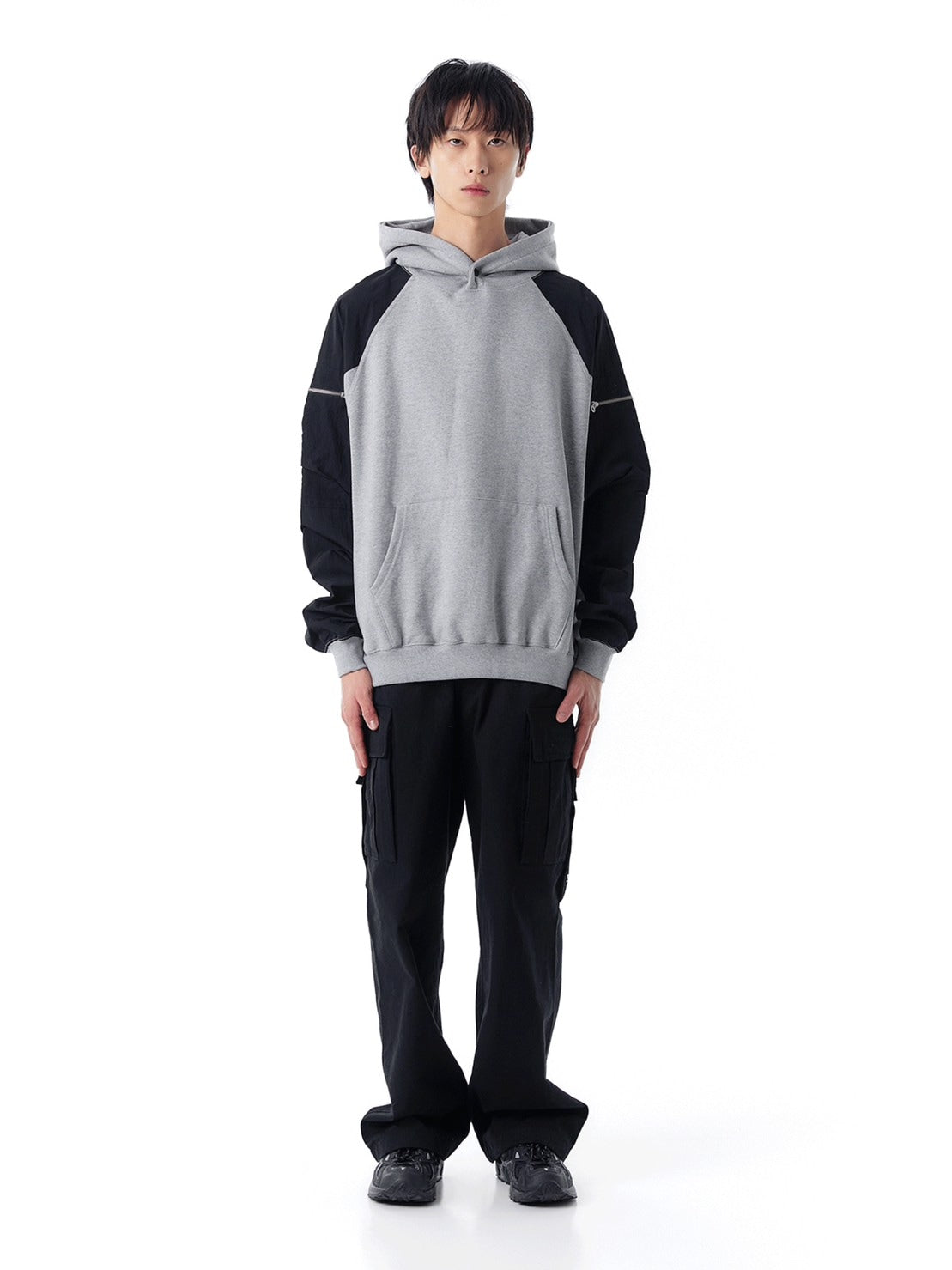 【OY】PANEL CONTRAST POCKET HOODIE
