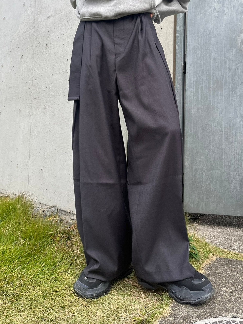 受注制【Chikashitsu +】belt wide slacks (3color)