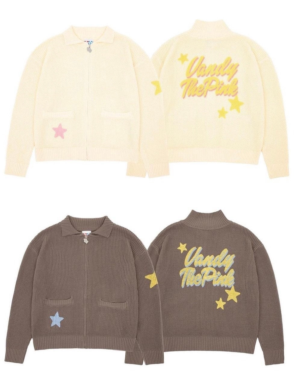 【VANDY THE PINK】STAR KNIT ZIP UP