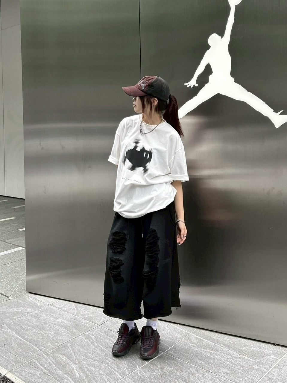 大阪店WEB限定【Chikashitsu +】oversized pixel cats t-shirt (2color)