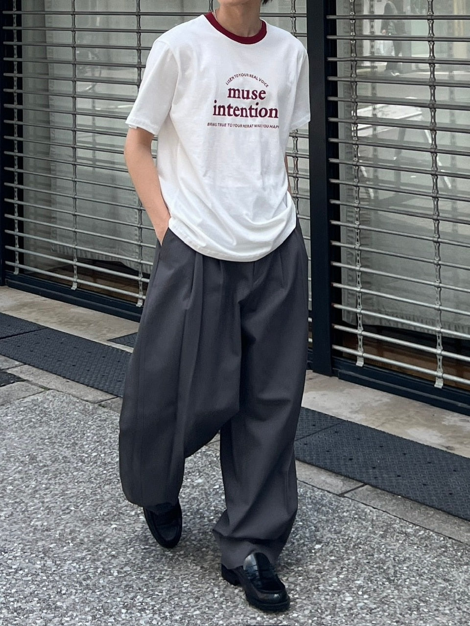 大阪店WEB限定受注制【Chikashitsu +】2tuck wide cotton pants (2color)