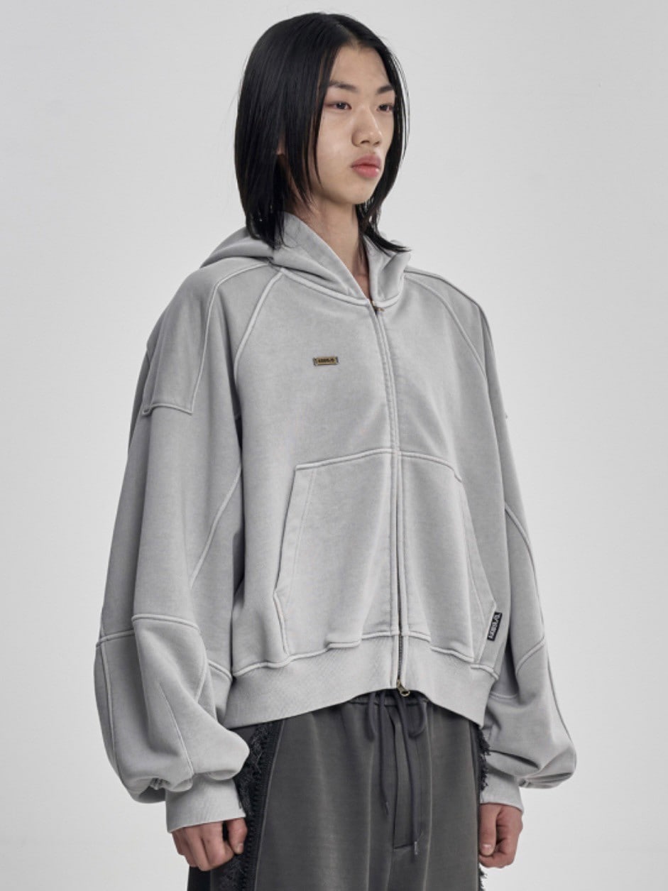 【AJOBYAJO】Vintage Pigment Zip-Up Hoodie