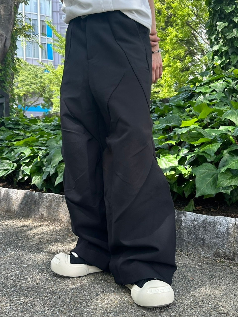 【Chikashitsu +】pattern design slacks (2color)