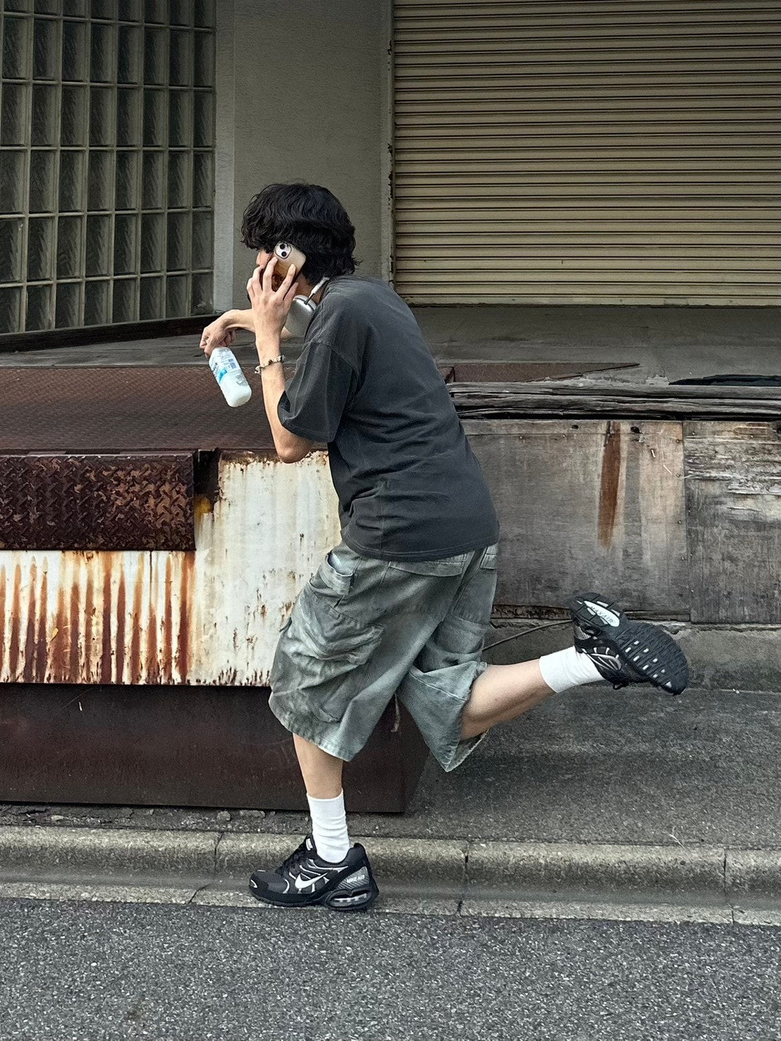 受注制【Chikashitsu +】pigment cross print t-shirt (2color)