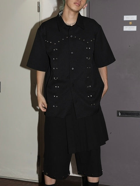 【ESC STUDIO】skirt layered snap pants