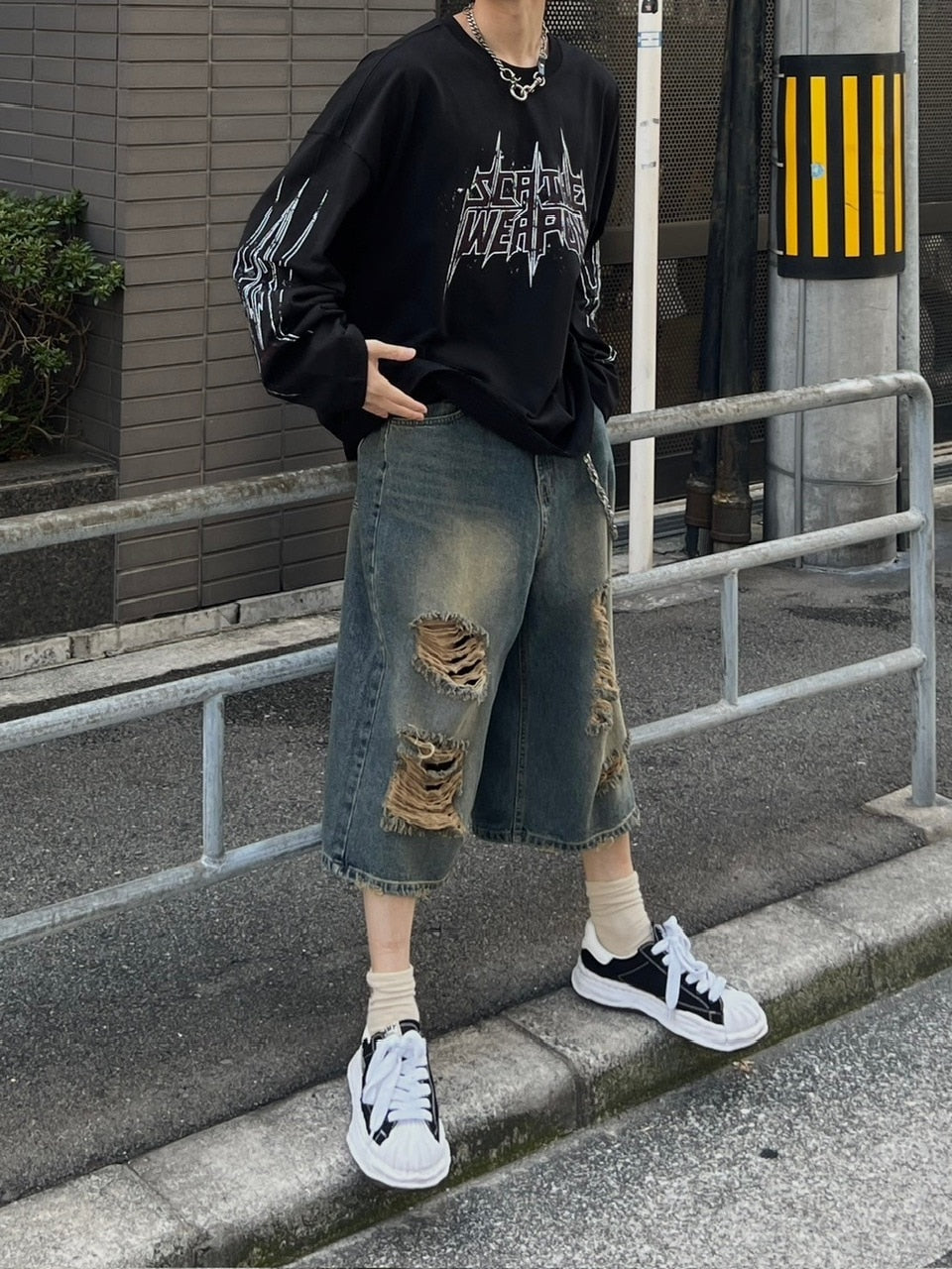 受注制【Chikashitsu +】oversized print long sleeve (2color) / 【チカシツプラス】オーバーサイズプリント長袖Tシャツ