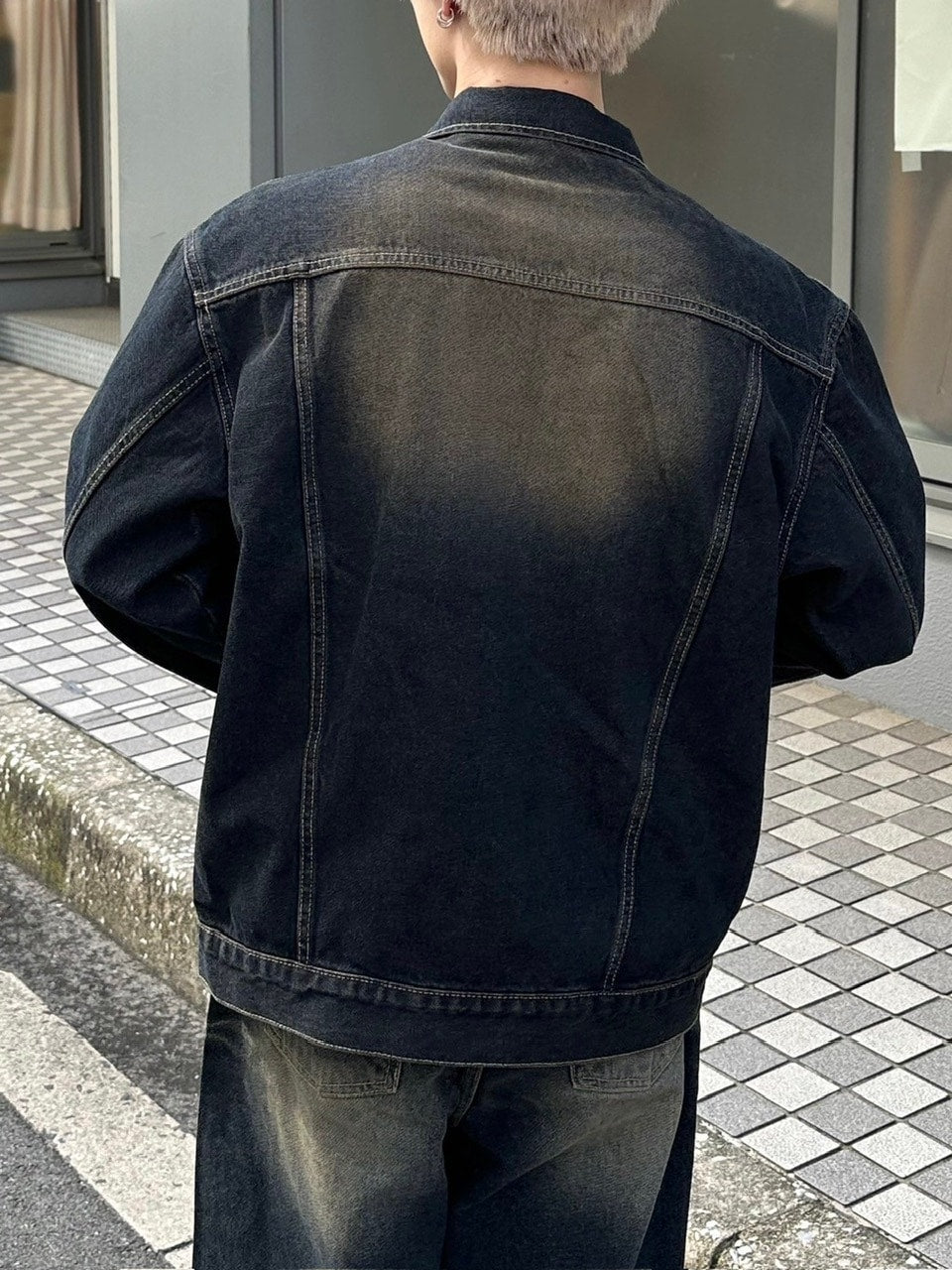 受注制【Chikashitsu +】vintage wash denim jacket 2 (2color)