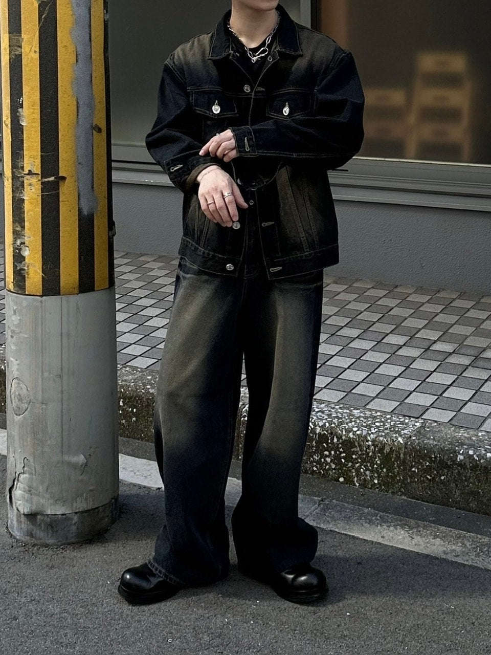 受注制【Chikashitsu +】vintage wash straight denim pants (2color) / 【チカシツプラス】ヴィンテージウォッシュストレートデニムパンツ