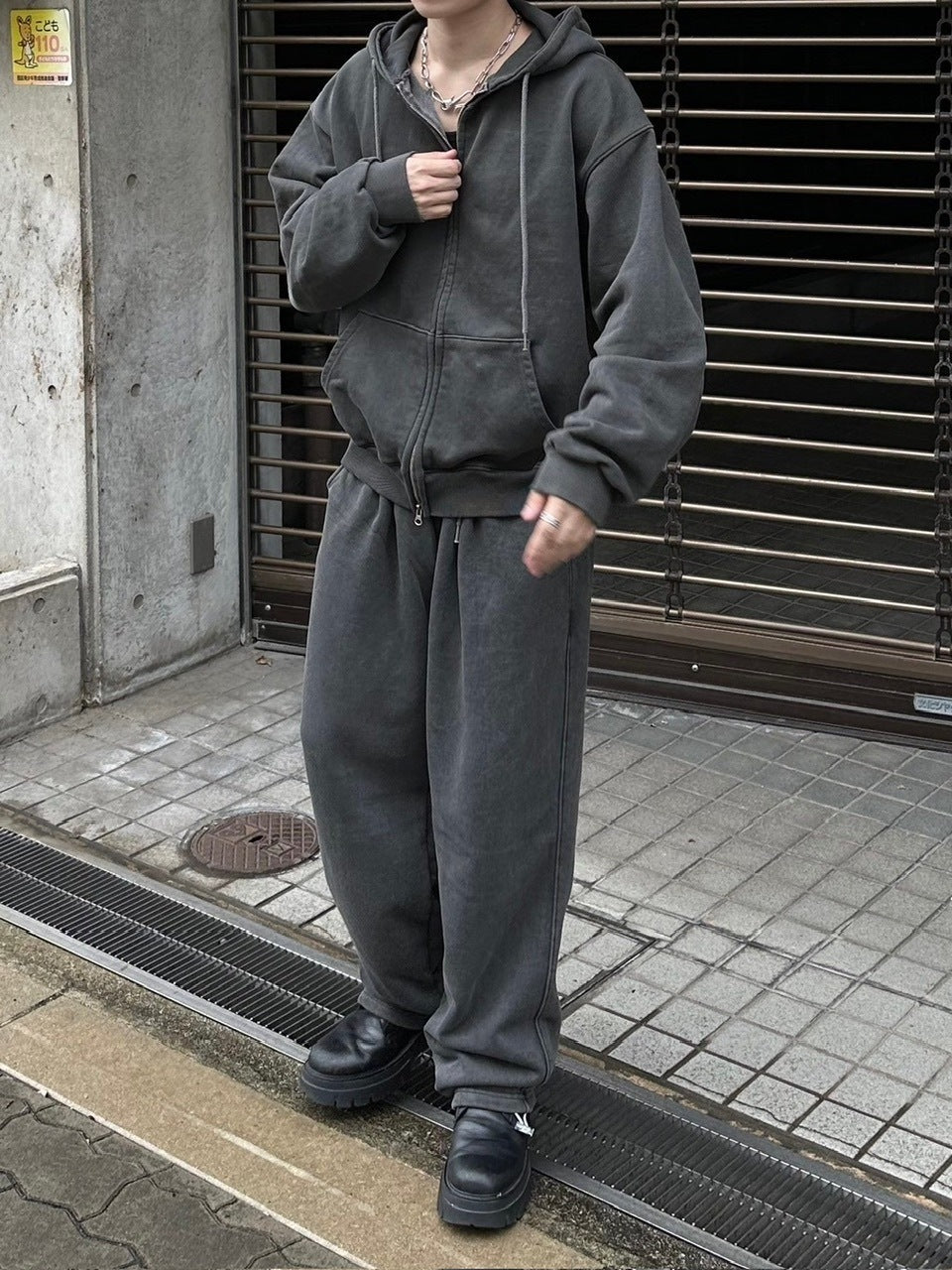 受注制【Chikashitsu +】unisex pigment wash string sweat pants (4color)