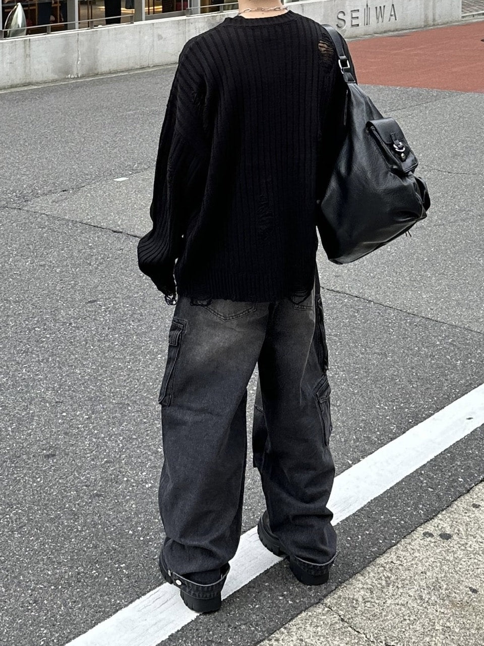 大阪店WEB限定【Chikashitsu +】overfit damage knit (3color)