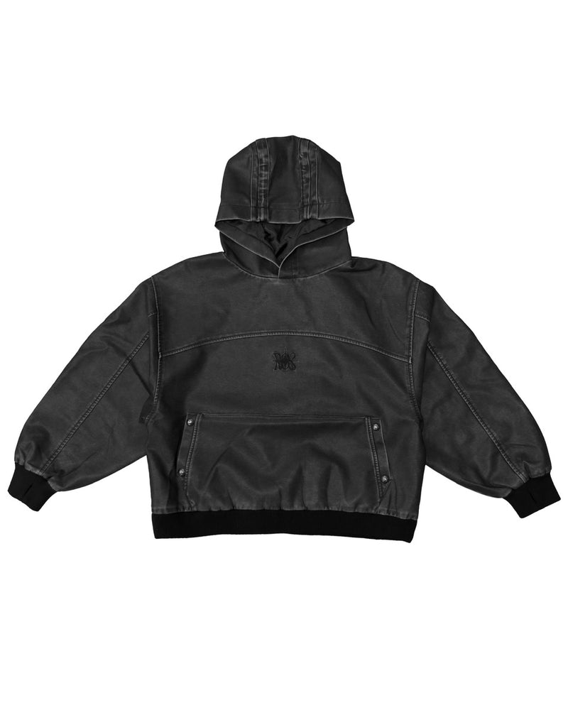 【Rosen Kreuz】VINTAGE LEATHER SHIRRING HOODIE