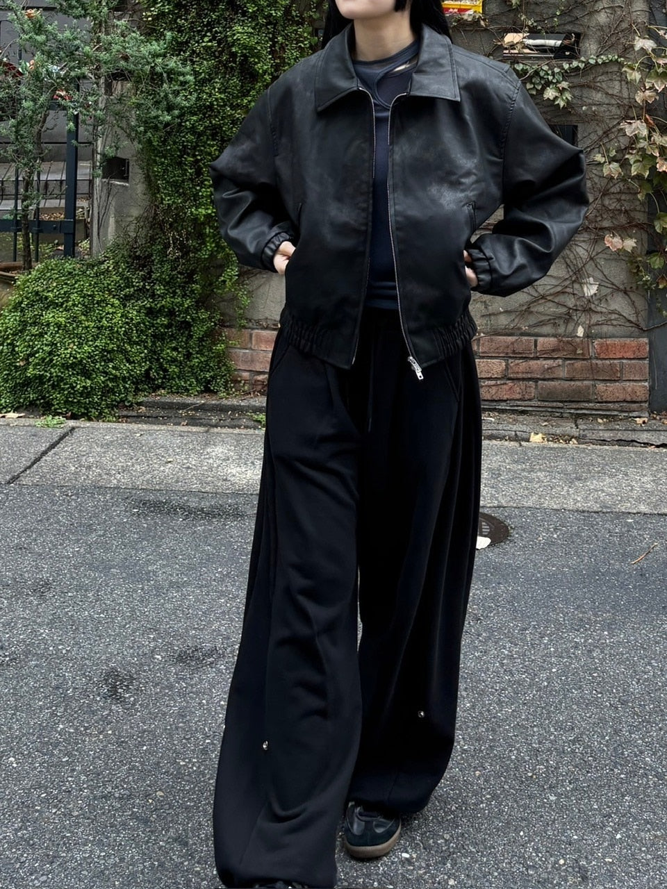 受注制【oaks】fake leather jacket (2color) / 【オークス】フェイクレザージャケット