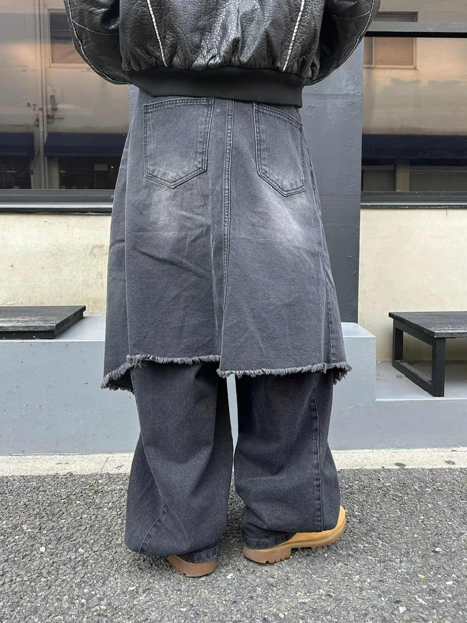受注制【Chikashitsu +】wrapping design denim skirt (2color)