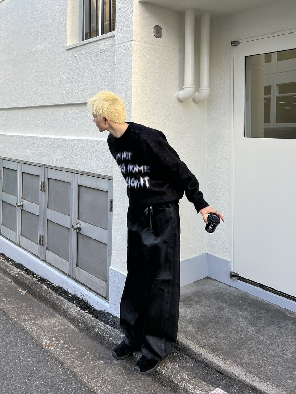 受注制【Chikashitsu +】unisex slogan knit (4color)