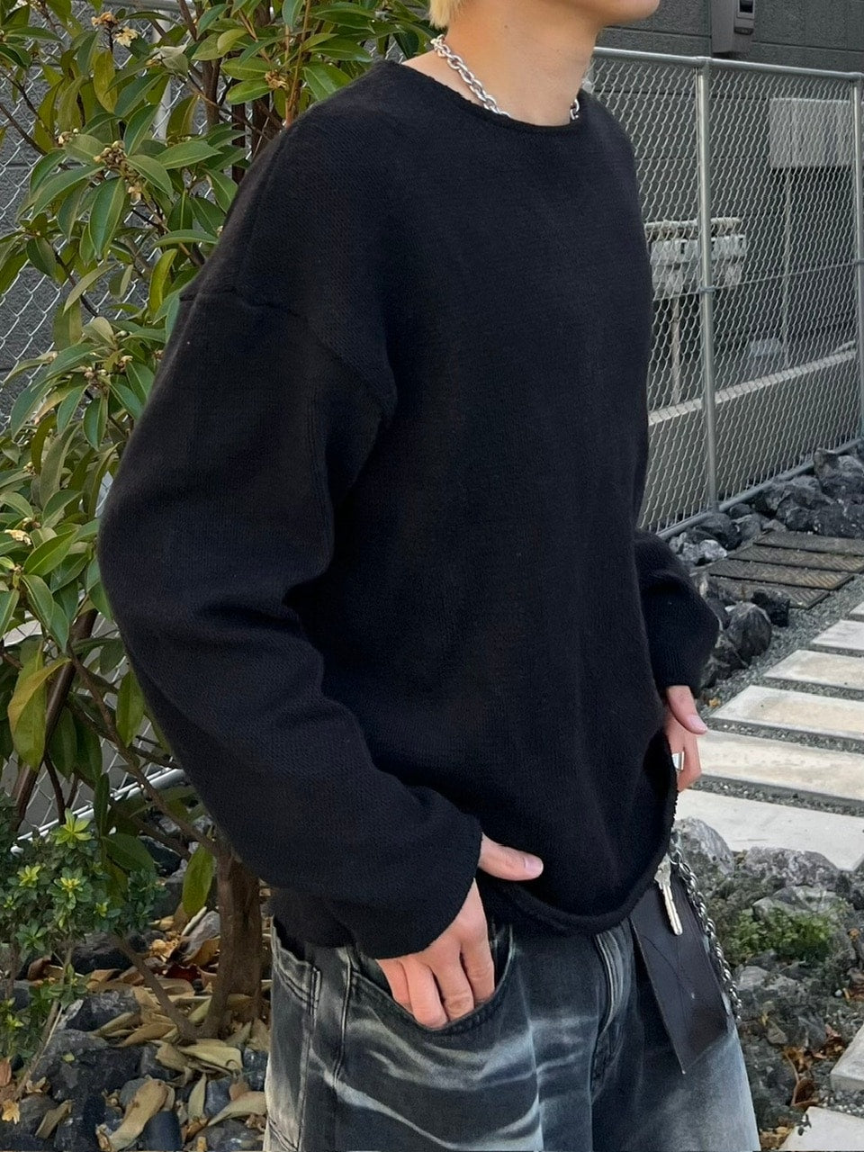 受注制【Chikashitsu +】loose fit round knit (4color)