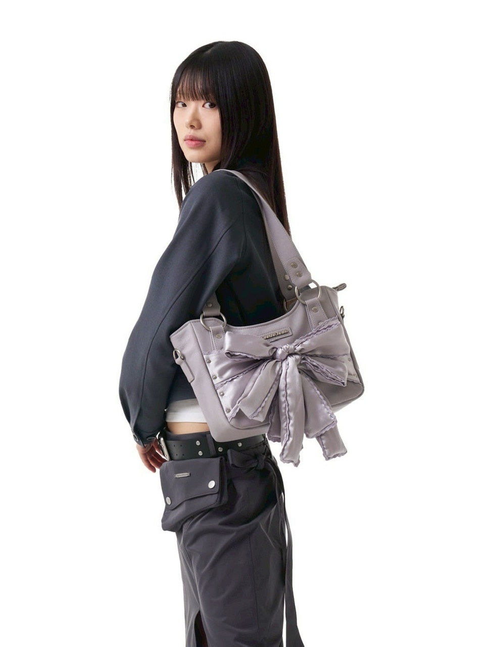 【IUGAMAKARAS】Laced Ribbon Leather Shoulder Bag