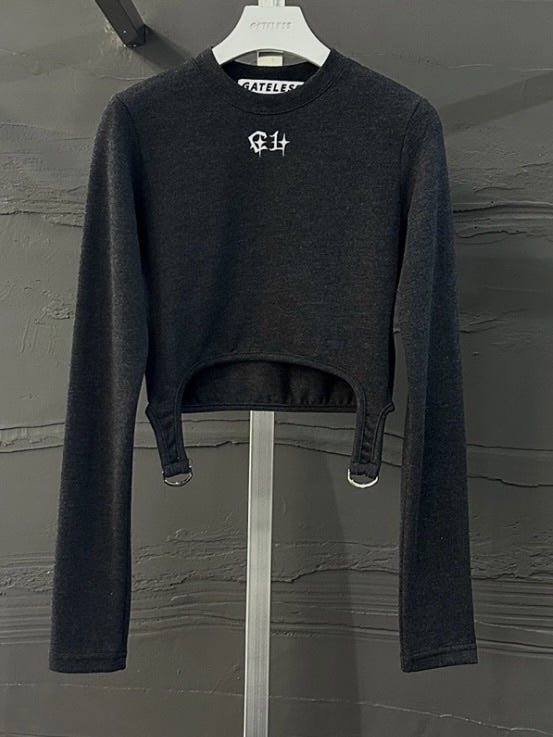 【GATELESS】DOUBLE RING CROPPED T-SHIRT