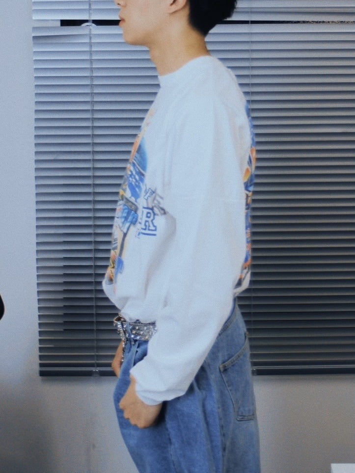 【Re +】cutting switch long sleeve (white)