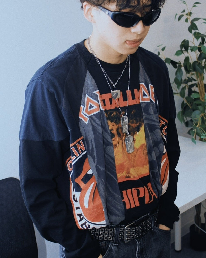【Re +】cutting switch long sleeve (black)