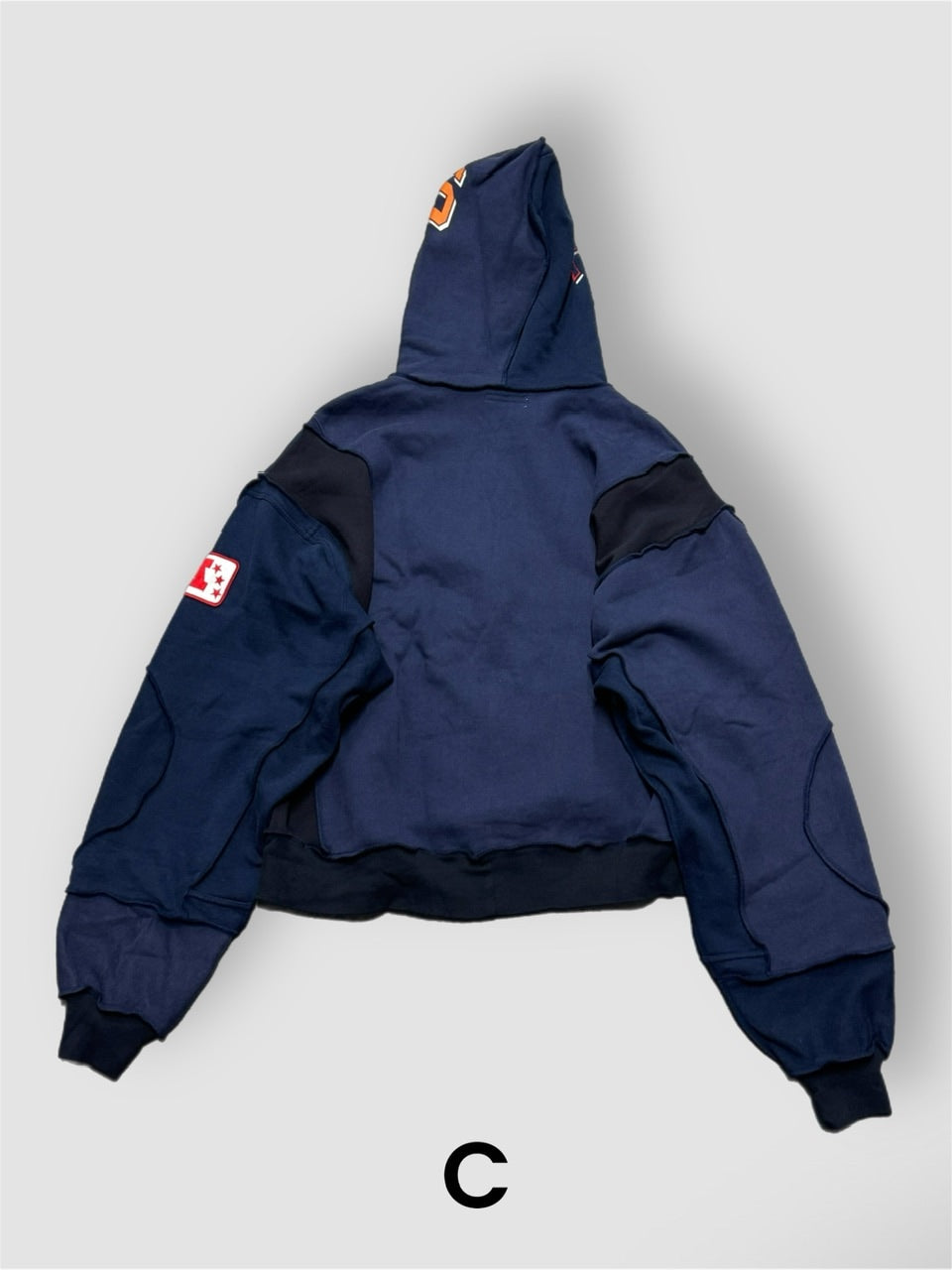【Re +】double zip cutting switch hoodie (navy)