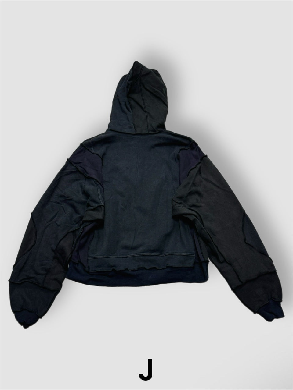 【Re +】double zip cutting switch hoodie (black)