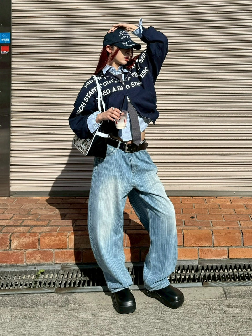 受注制【Chikashitsu +】wide stripe denim pants / 【チカシツプラス】ストライプボーダーワイドデニムパンツ