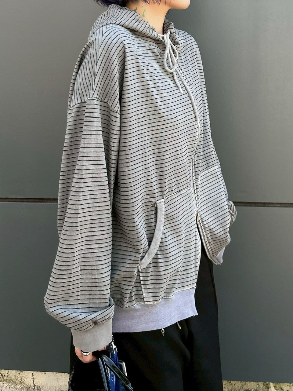 【youll】pigment border zip up hoodie (3color)