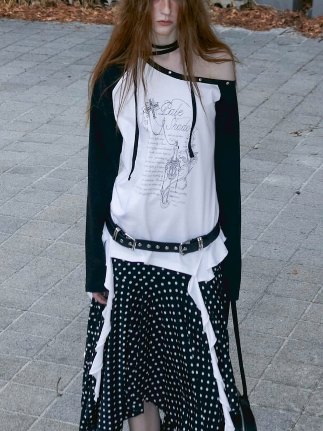 【NOT KNOWING】One Shoulder Raglan Ruffle Top / 【ノットノーイング】ワンショルダーラグランラッフル長袖Ｔシャツ