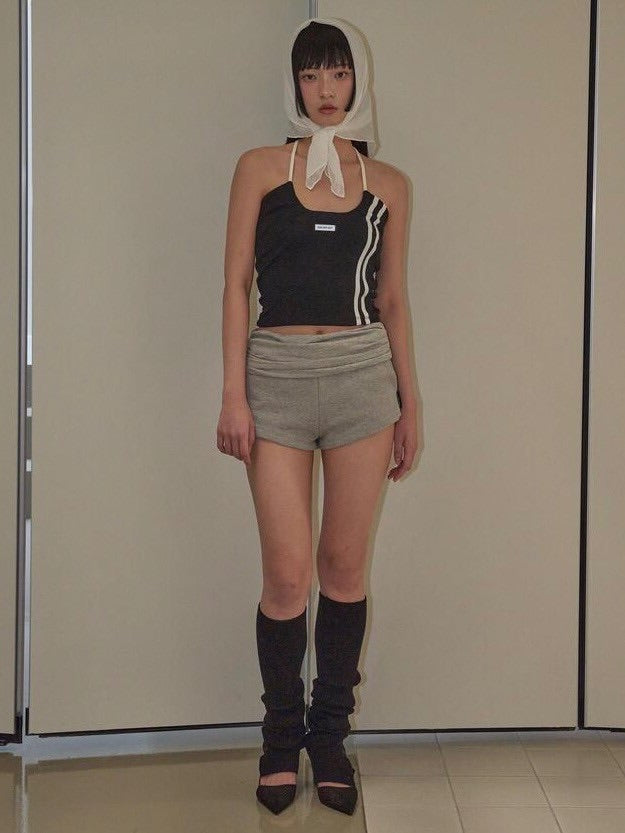 【ODDONEOUT】TWO LINE HALTER NECK TOP