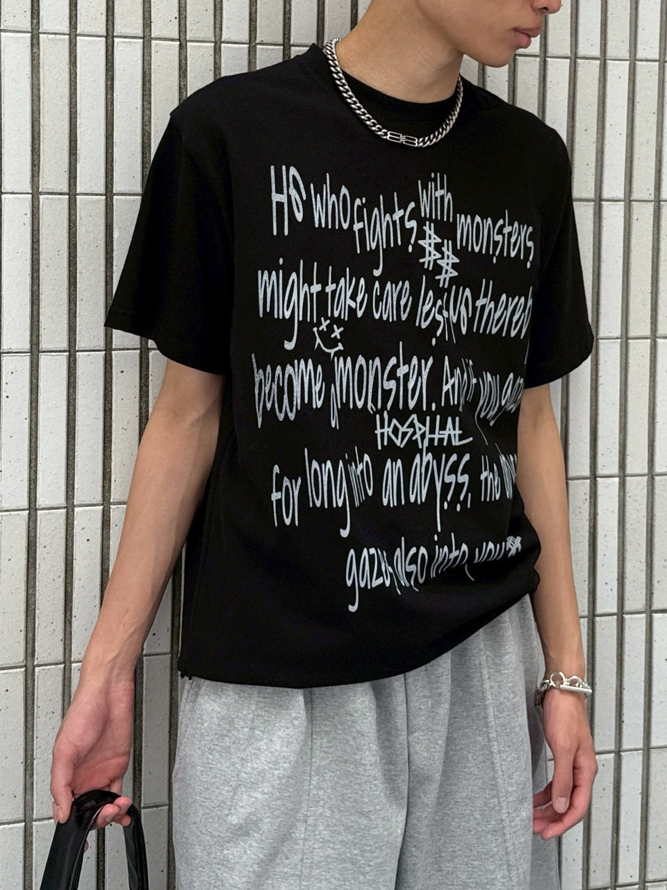 受注制【Chikashitsu +】messaging lettering t-shirt (3color) / 【チカシツプラス】メッセージレタリングプリント半袖Tシャツ