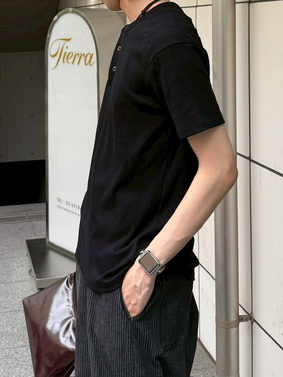 【Chikashitsu +】henry neck half sleeve tee (3color) / 【チカシツプラス】ヘンリーネック半袖Tシャツ