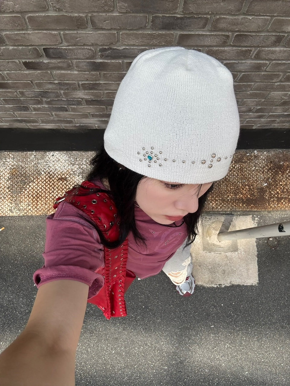 受注制【Chikashitsu +】mulch studs beanie (3color) / 【チカシツプラス】マルチスタッズニット帽子