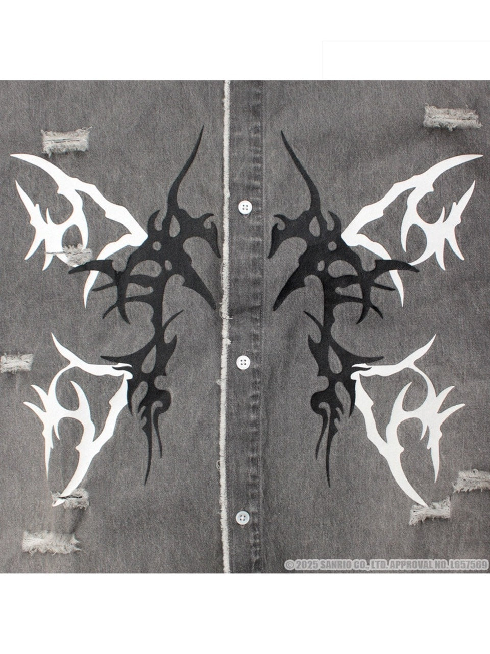 【GALFY×KUROMI】イルガルフィーボロボロデニム半袖BIGシャツ